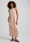 Kerri Sleeveless Jersey Maxi Dress In Pink - S
