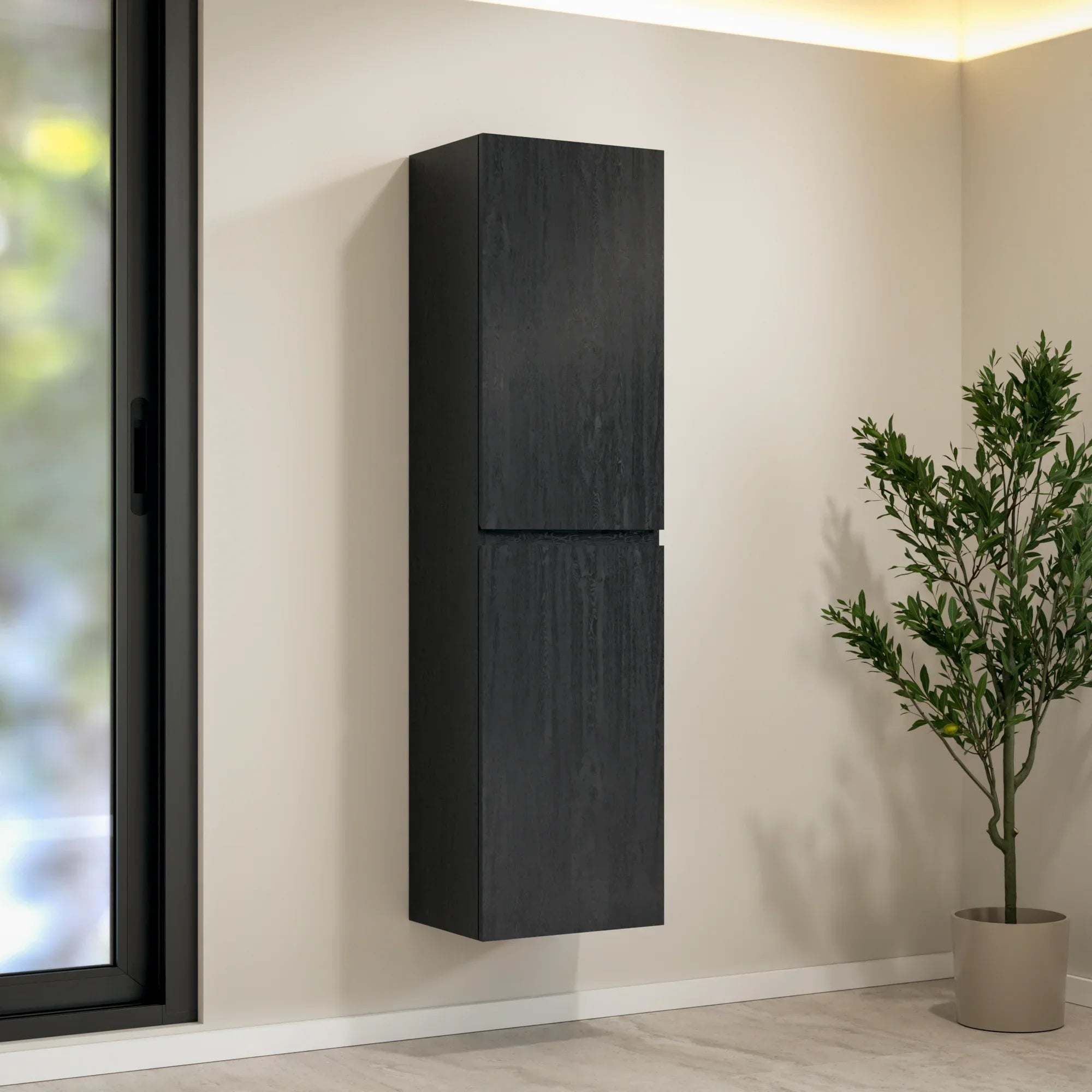Kolomkast Ruvo - 150cm - Zwart Eiken - PRE-ORDER