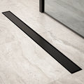 Douchegoot - 90cm- Mat Zwart- Tegelrooster - RVS - Met Flens - PRE-ORDER