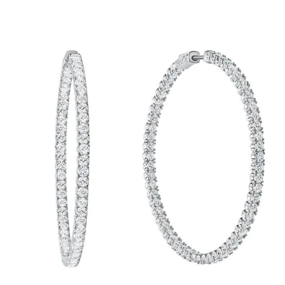 Hoop Earrings - 1.00 Carat Round Lab-Grown Diamond Sparkle - 1.00ct