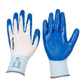 Nitrile Dipped Knit Gloves, 13ga, L/9, White/Blue, 12 pairs