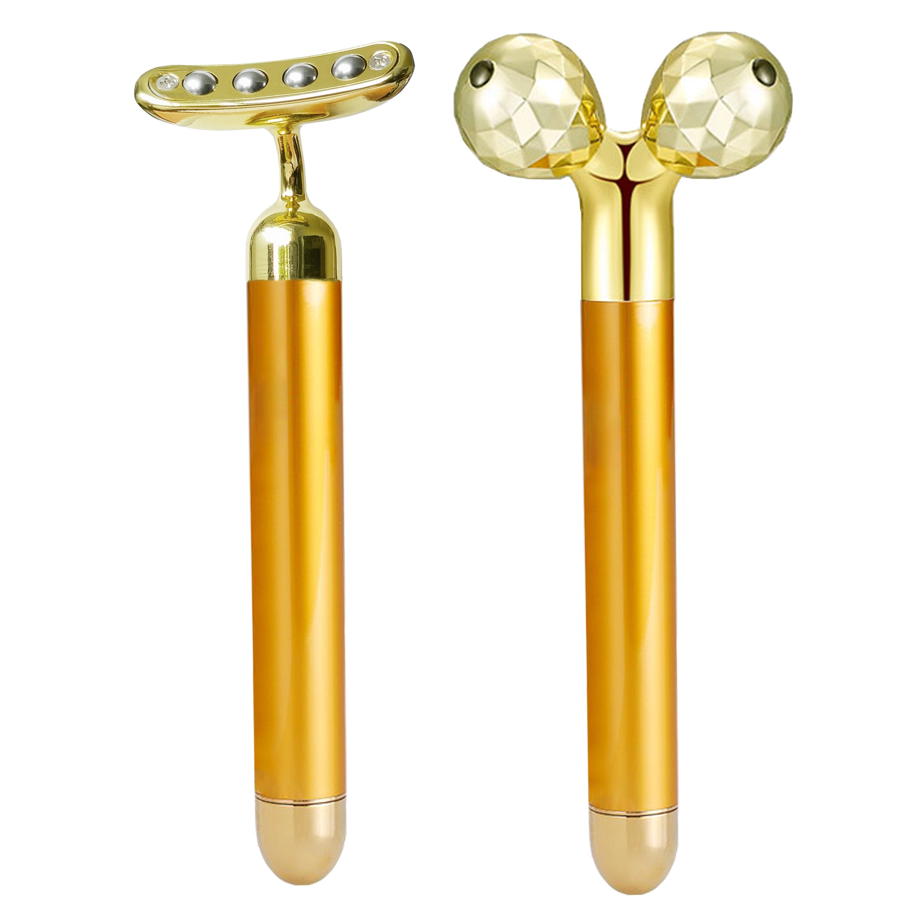 Electric Face Massage Roller, Golden 3D Roller Electric Facial Roller and T Shape Facial Roller Massager Kit, Electric Massage Roller for Puffiness