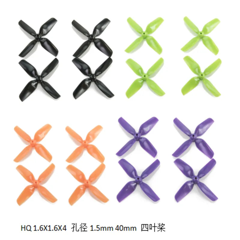 16pcs HQprop Micro Whoop Propeller 31mm 4-Blade  1.2*1.2 inch 0.8mm/1.2*1.3 inch 1mm - 1.2*1.3inch 1.0mm