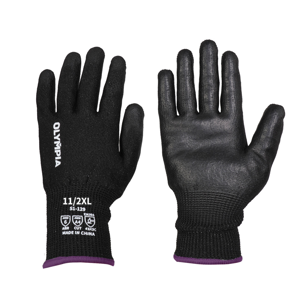 Cut-Resistant Gloves, XXL/11, Sandy, Black, Cut Level A4, 12 Pairs