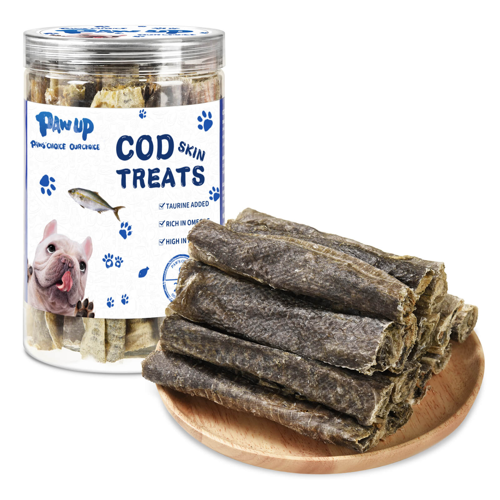 Cod Skins Dog Treat, Chew Fish Skins Rolls, 8 oz