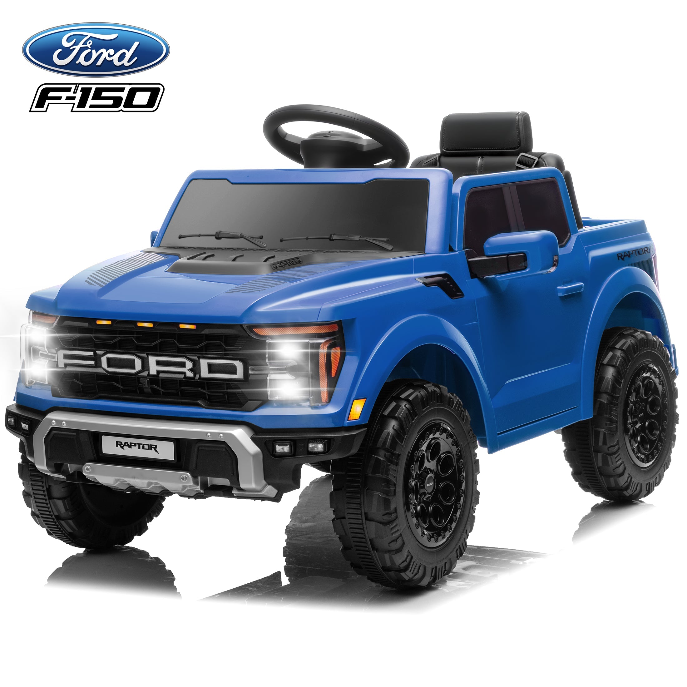 iYofe 12 Volt Ford F150 Raptor Powered Ride on Car Toy with Remote Control&Bluetooth - Blue