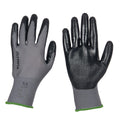 Nitrile Dipped Knit Gloves, 13ga, S/7, Gray/Black, 12 pairs