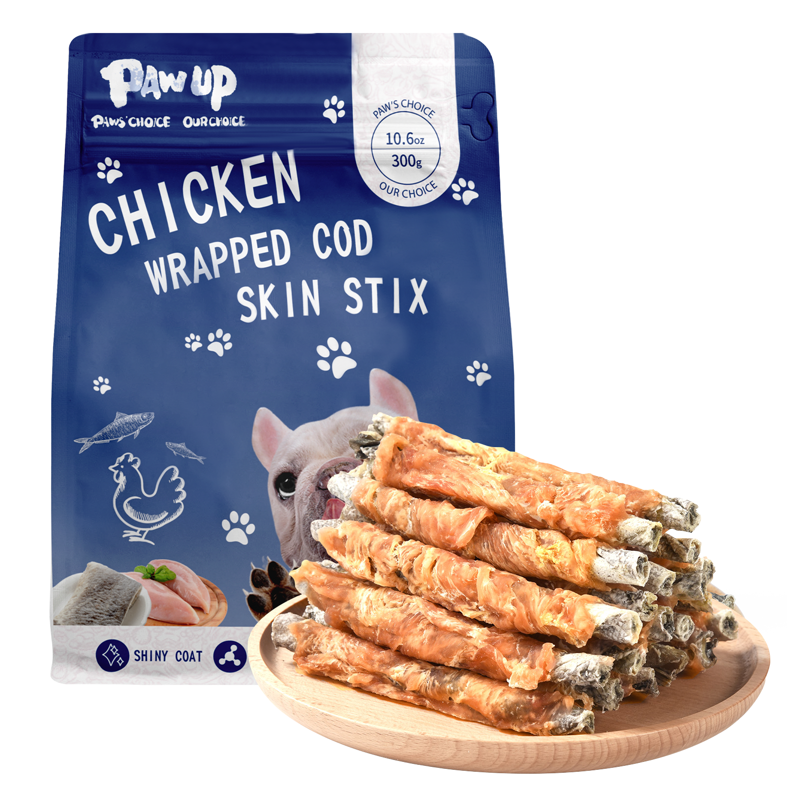 Chicken Wrapped Cod Skin Dog Treats, Rawhide-Free High-Protein Chews for Dogs, 11 oz - 1. Remove the Roll when it is small enough to be swallowed