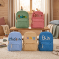 MamaRaya Personalized Kids Corduroy Backpack with Custom Name