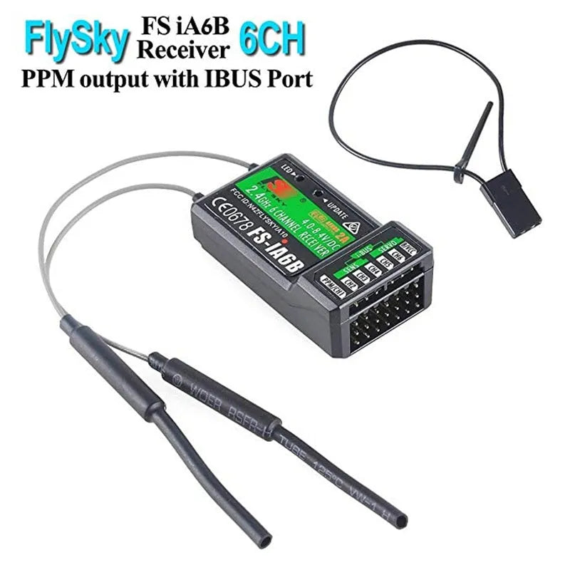 FLYSKY FS-iA6B Receiver 6CH PPM Output with iBus Port Compatible with Flysky i4 i6 i10 Transmitter
