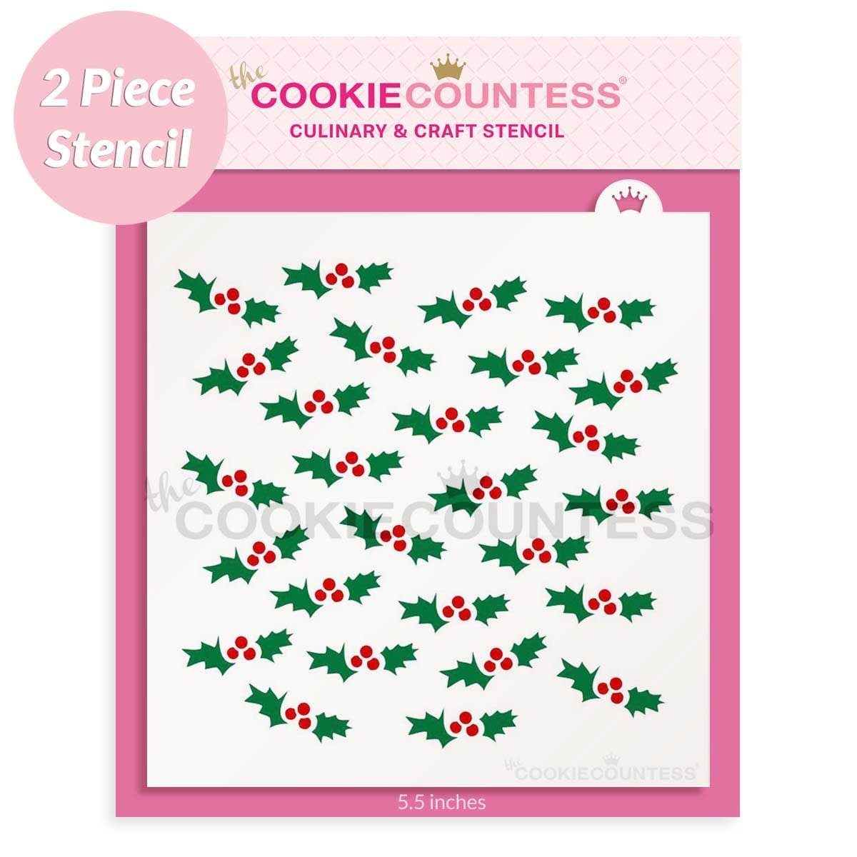 2 Piece Holly Set Stencil
