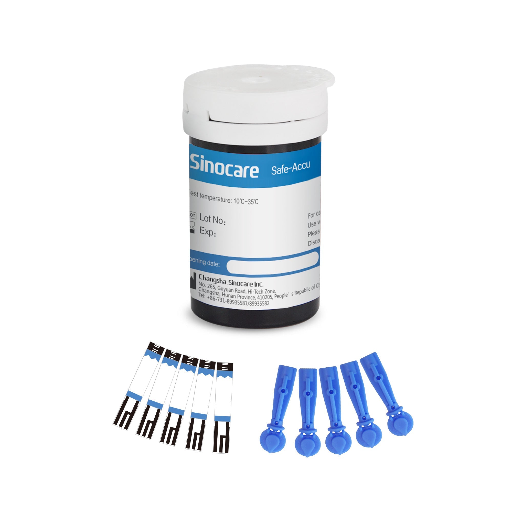 Sinocare Safe Accu Blood Glucose Monitor with Large Memory Capacity, High-cost Performance - No Meter+Only 100pcs×(strips+lancets) / mg/dl