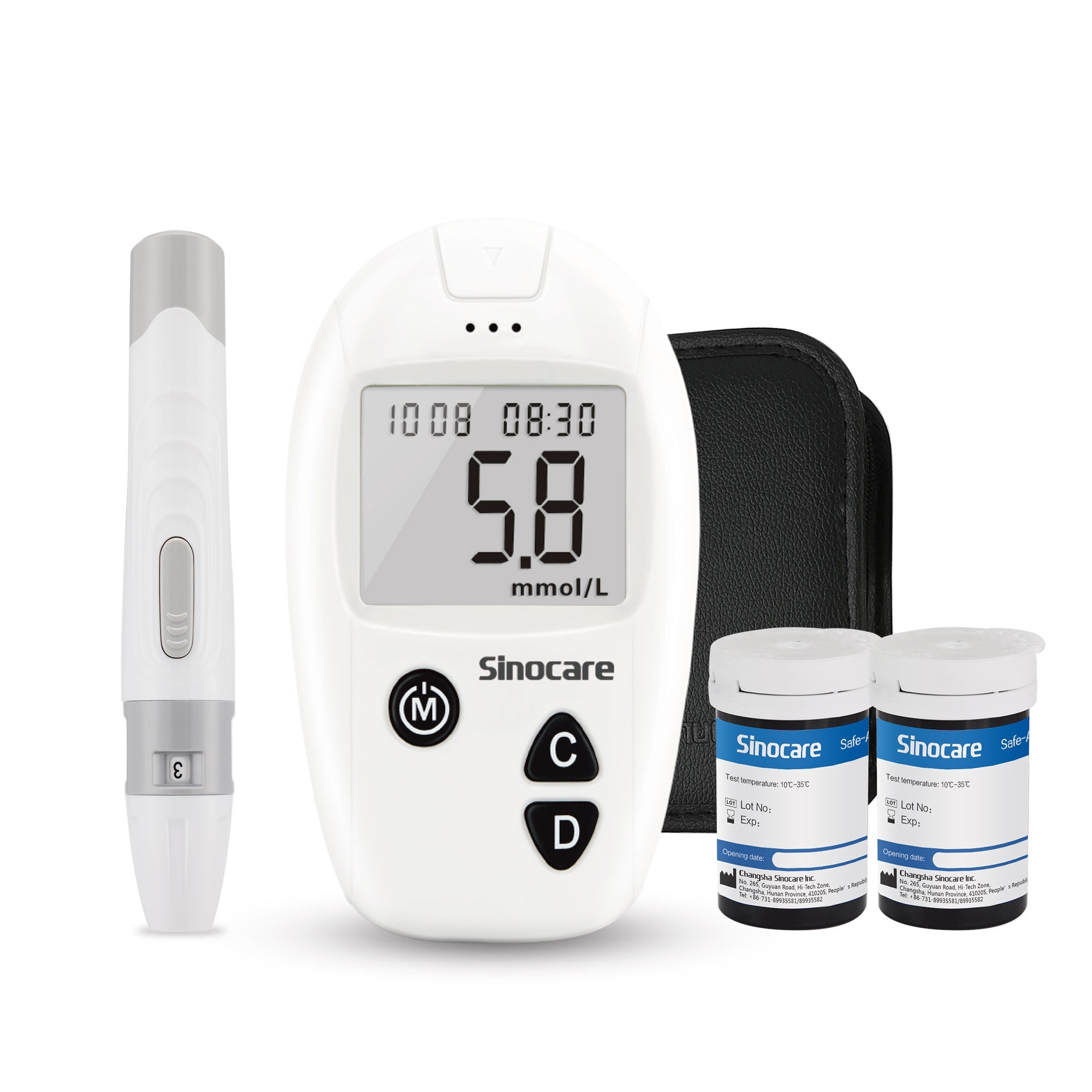 Sinocare Safe Accu Blood Glucose Monitor with Large Memory Capacity, High-cost Performance - 1pc meter+50pcs×(strips+lancets) / mmol/l