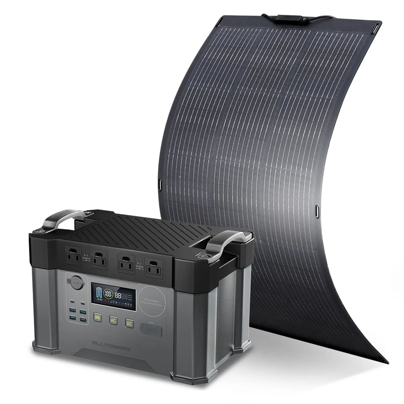 ALLPOWERS S2000 Pro + 100W Solar Panel | 2400W Solar Generator Kit - S2000 Pro + 2 x SF100 Flexible Panel