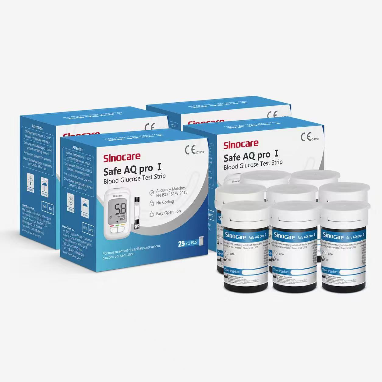 [200pcs] Sinocare Glucometer Glucose Test Strips without lancets - Safe AQ proⅠ