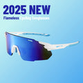 X1 Sport Sunglasses, UV400 Protection - Colorful Blue Lens + White Frames