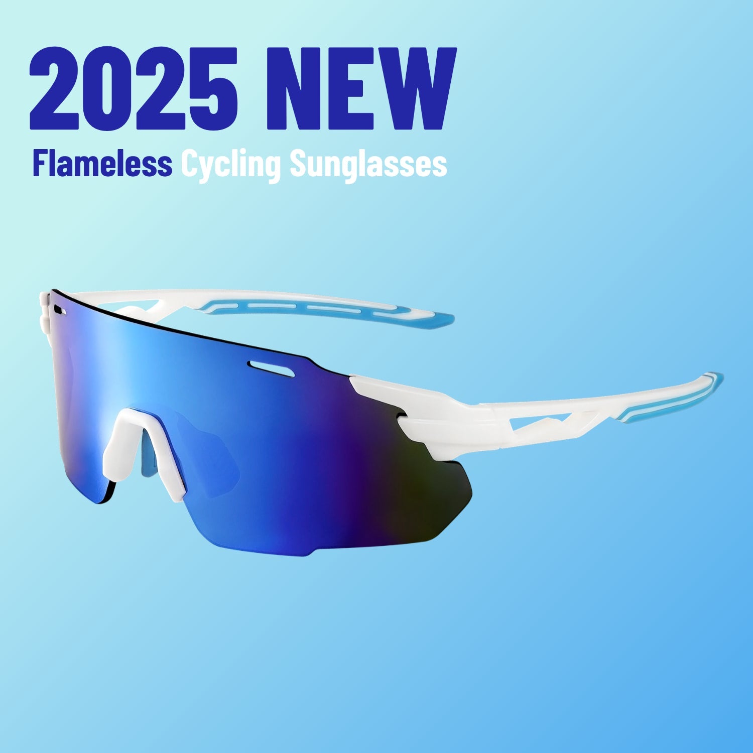 X1 Sport Sunglasses, UV400 Protection - Colorful Blue Lens + White Frames