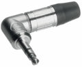 Neutrik 3 pole 3.5 mm audio plug, solder termination, chuck type strain relief, bushing, nickel housing, nickel contacts