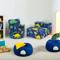 Kids Bean Bag Armchair and Folding Sofa Bed Printed Toddler Beanbag Chair and Folding Mattress