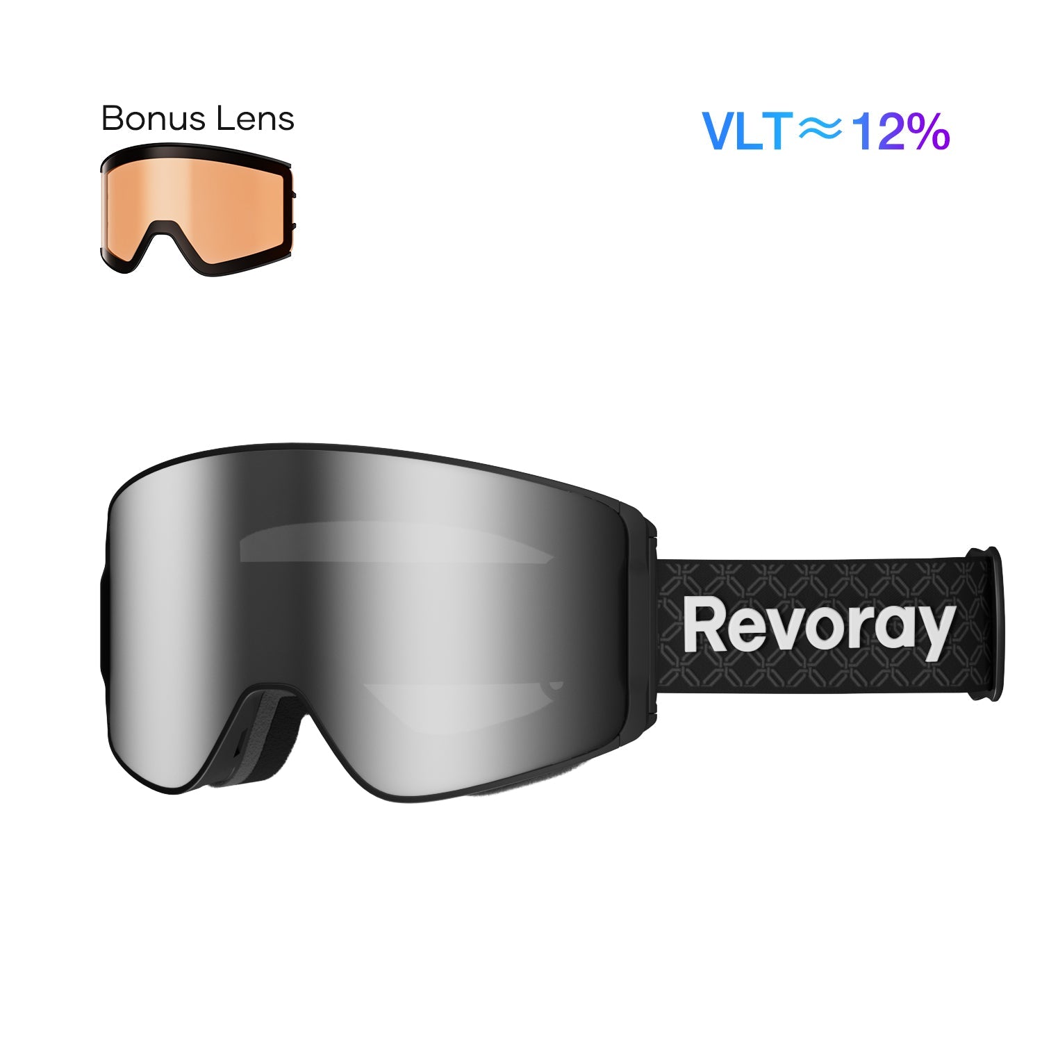 Passion M1 Ski Goggles with Replacement Lens - Platinum Lens + Black Strap