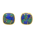 18ct Gold Vermeil Plated Azurite And Malachite Gemstone Stud Earrings