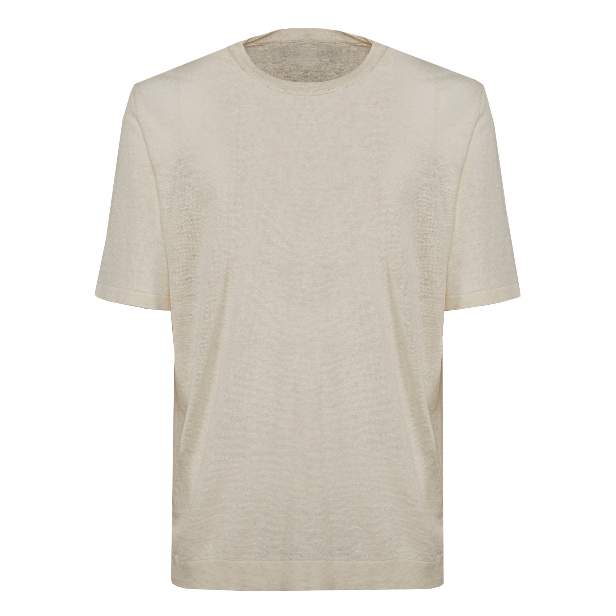 T-shirt Sofia beige in lino e cotone - L