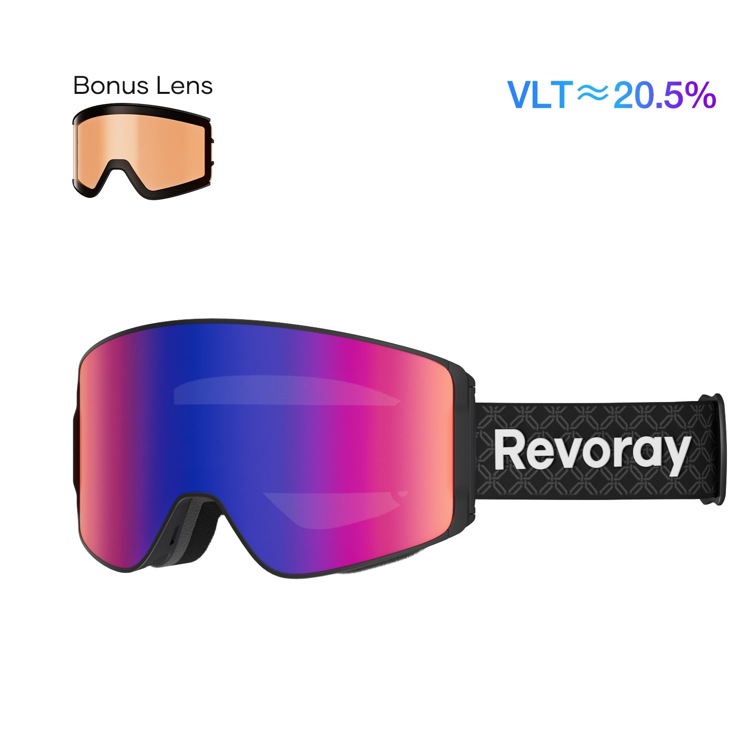 Passion M1 Ski Goggles with Replacement Lens - Purple Lens + Black Strap