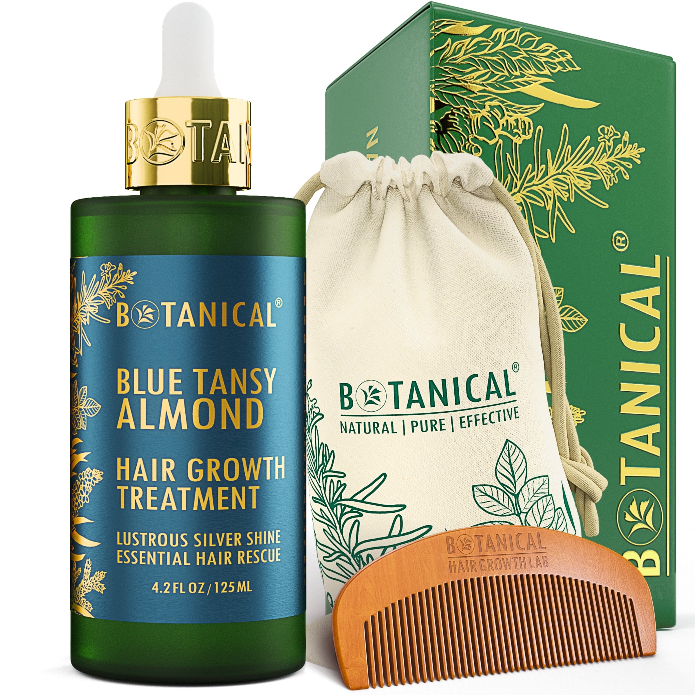 Pre-Shampoo Hair Growth Treatment | Head Spa | Blue Tansy & Almond | Silver Hair Shine | Anti-Yellow | Oil-Based - Signature Glass Bottle (4.2 fl oz)
