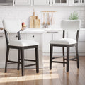 COLAMY AUREL Upholstered Counter Height Bar Stool - Black / Set of 2
