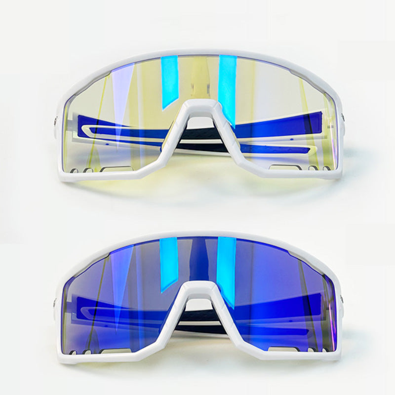 Cycling Glasses Vibel, Color Changing, Bonus Polarizer - White frame blue lenses