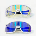 Cycling Glasses Vibel, Color Changing, Bonus Polarizer - White frame blue lenses