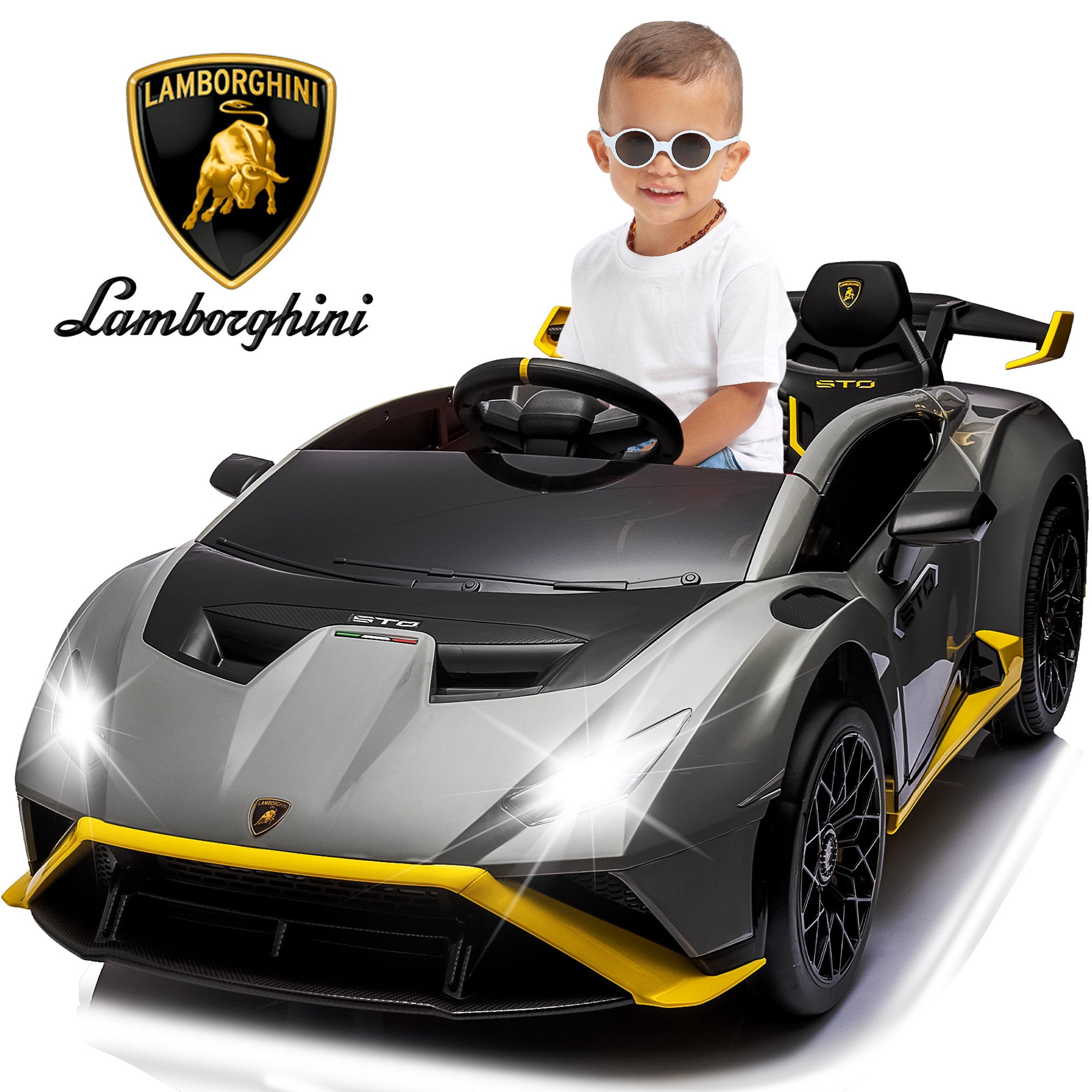 Lamborghini 24V Ride on Car for Big Kids, Lamborghini Huracan Battery Powered Ride on Toy with Remote Control, Electric Car for Kids - 黑色