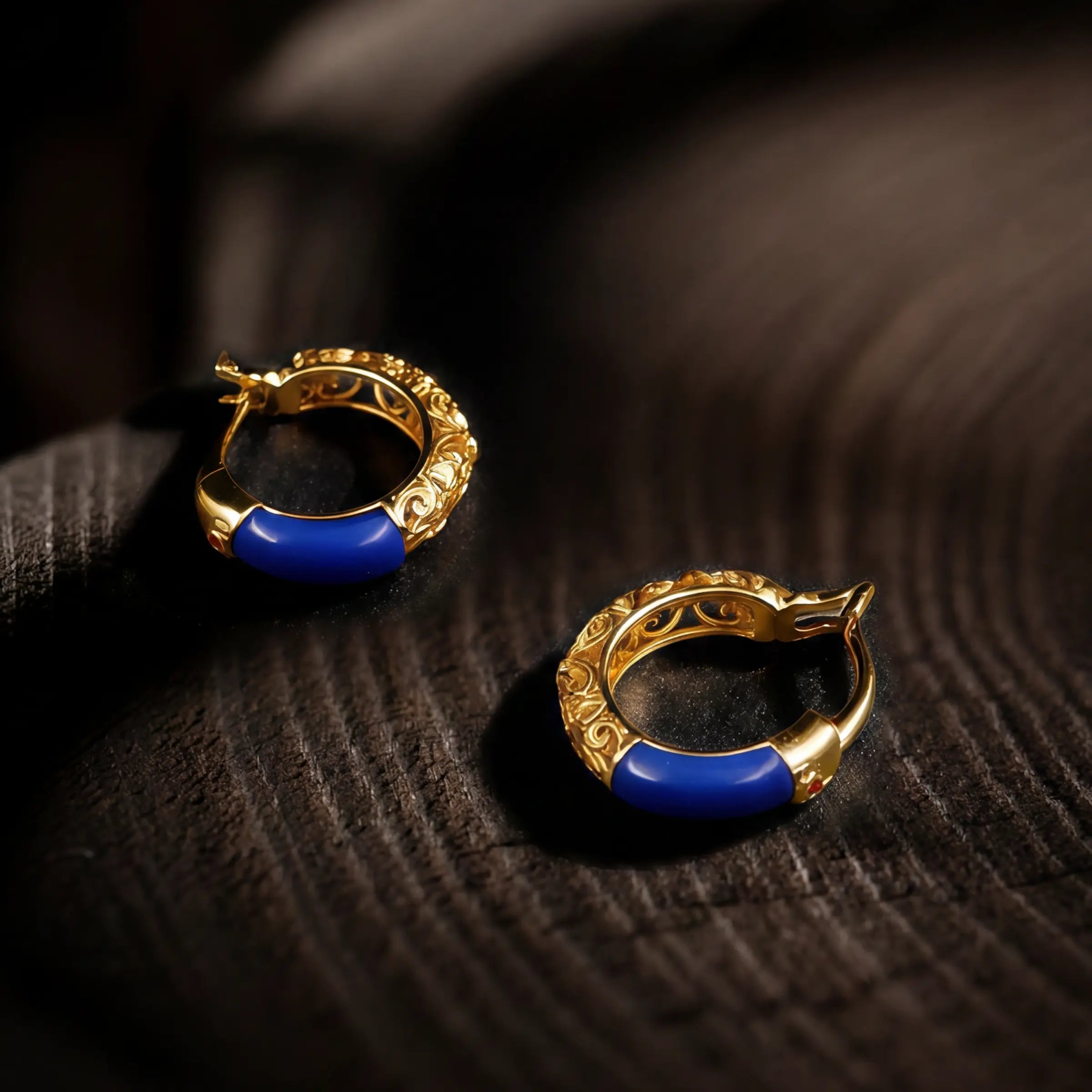 Wisdom & Serenity – Lapis Lazuli Vintage Hoop Earrings
