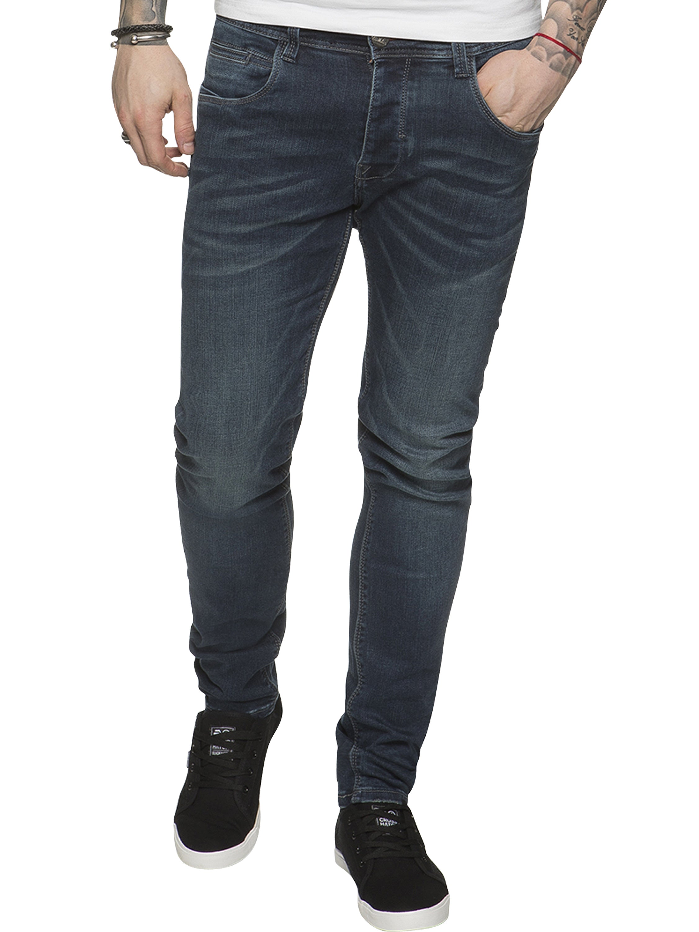 ETO | Designer Mens Reflex Super Skinny Denim Jeans - Blue / 40W / Regular (32")