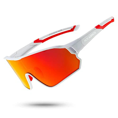 Polarisierte Sportbrille für Radfahrer (UV-Schutz) - Weiß Rot