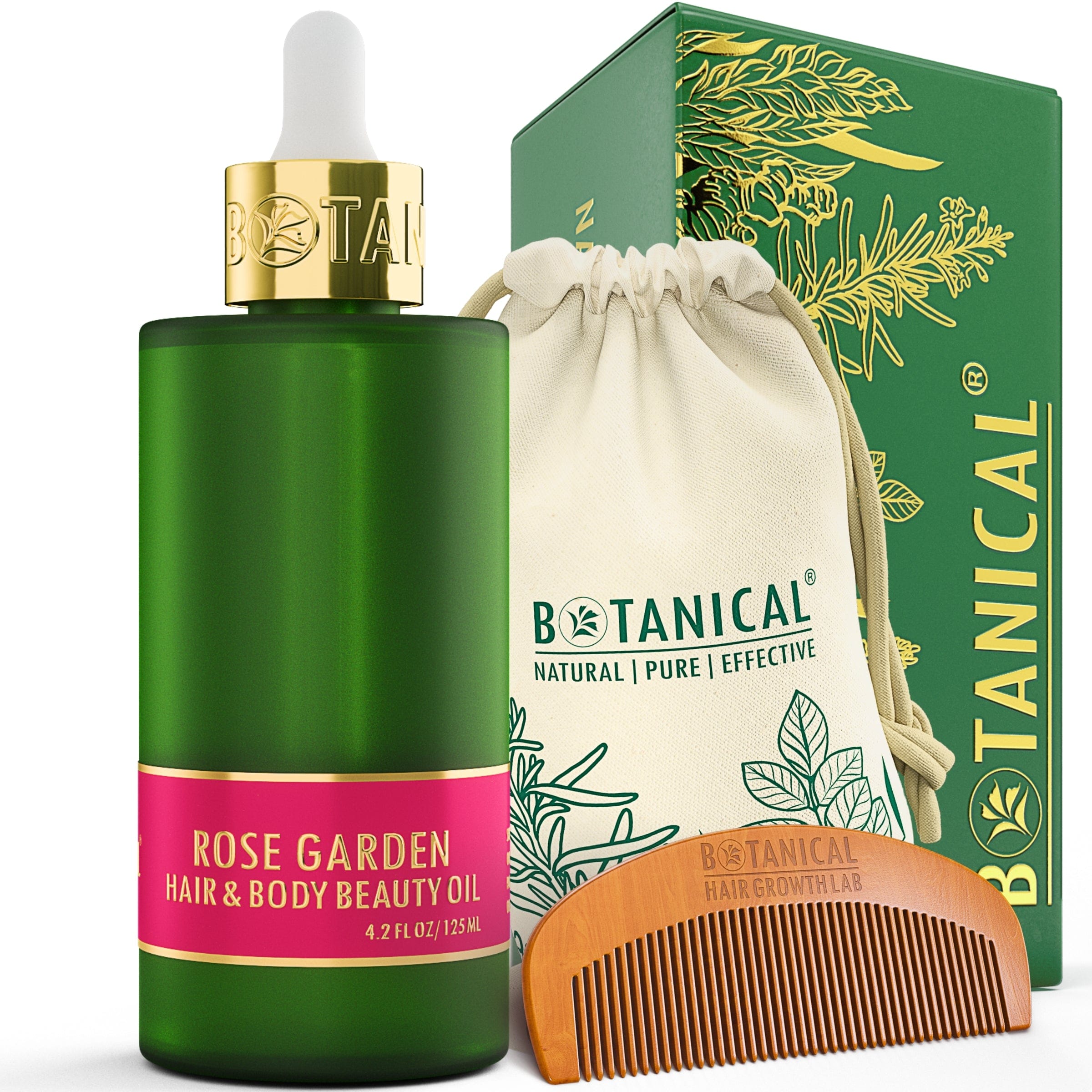 Rose Garden Hair & Body Beauty Oil | Luxury Botanical Body Oil | Rose Essential Oil & Vitamin E | Essential - Signature Glass Bottle (4.2 fl oz)
