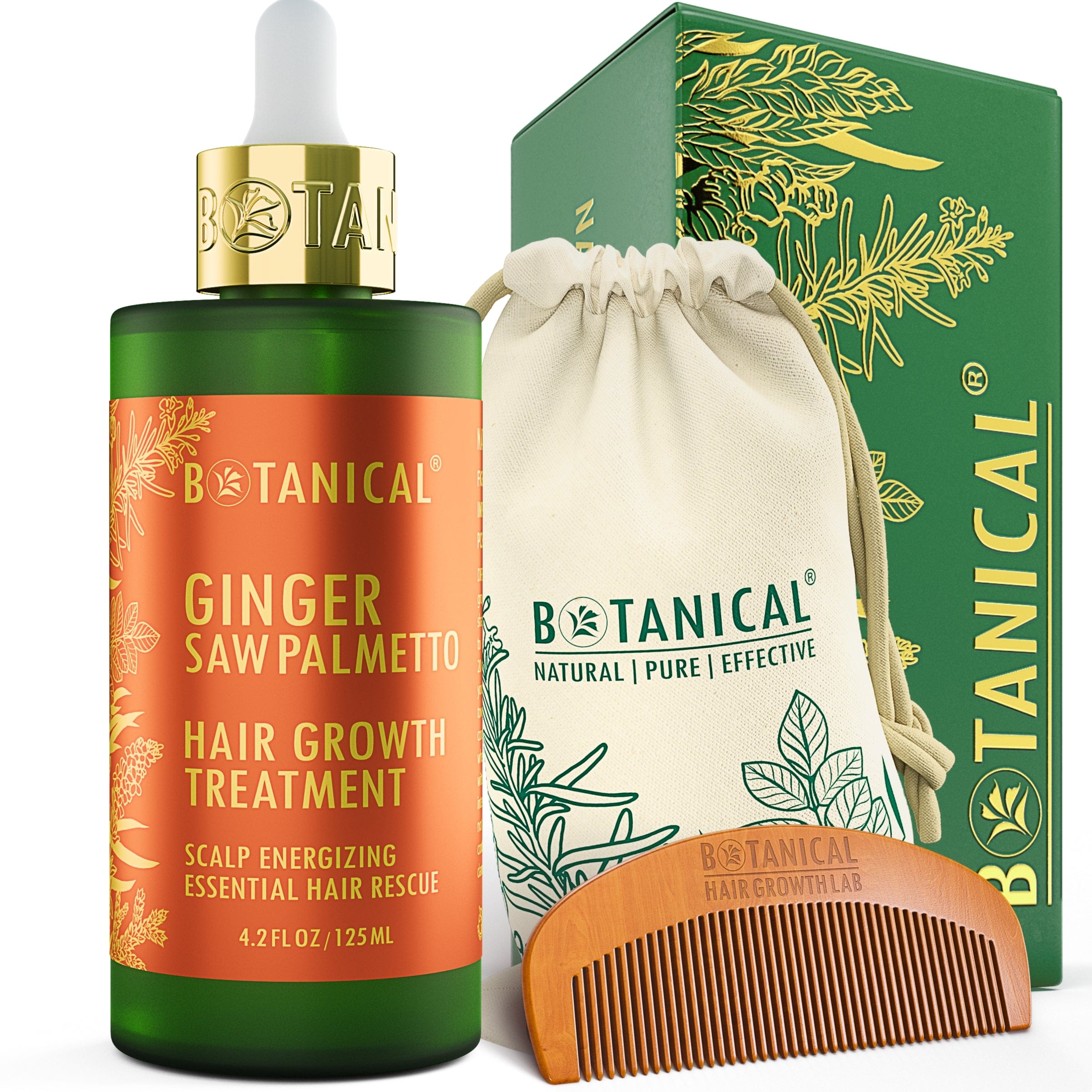 Hair Growth Treatment - Ginger & Saw Palmetto - Scalp Energizing - Signature Glass Bottle (4.2 fl oz)