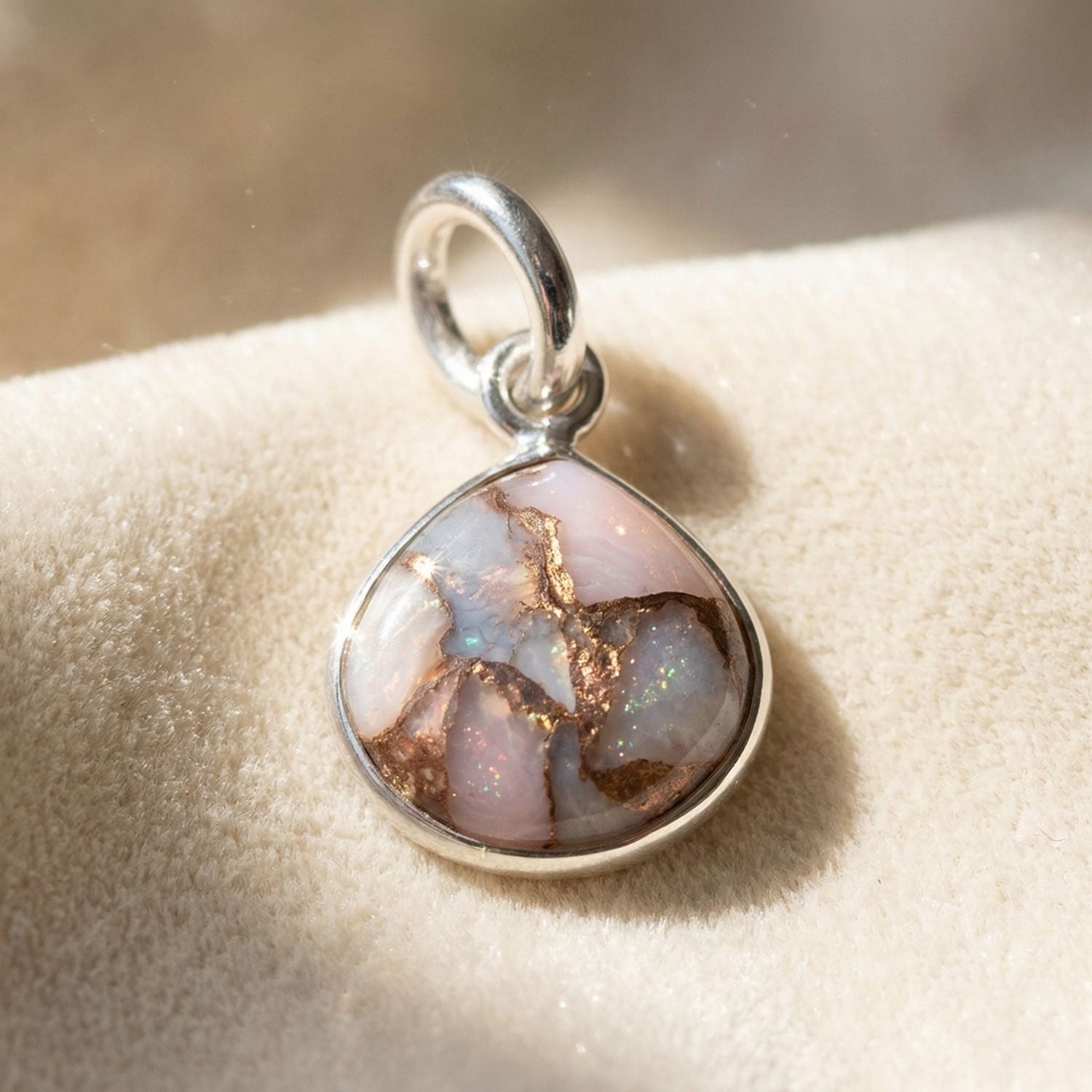 925 Sterling Silver Round Bezel Pendant Opal