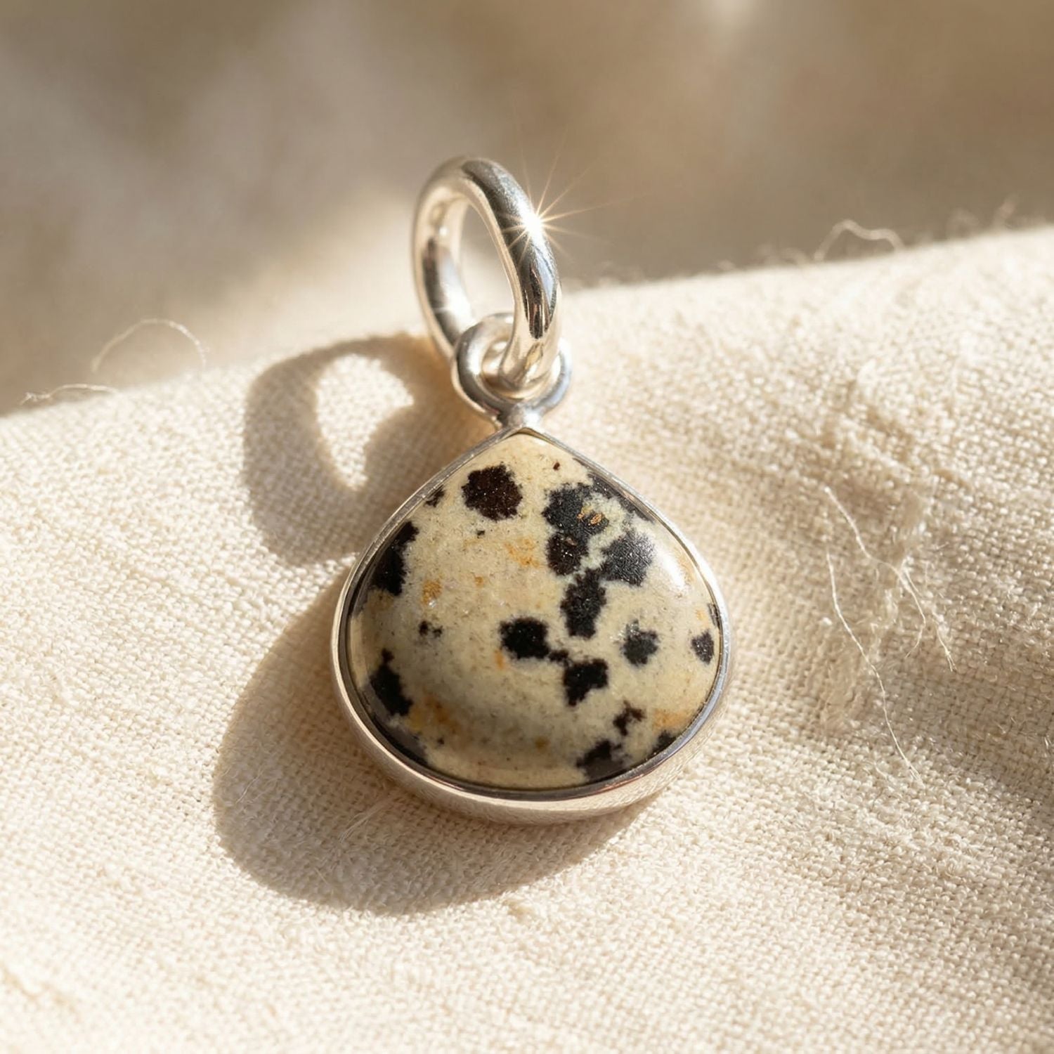 925 Sterling Silver Round Bezel Pendant Dalmatian