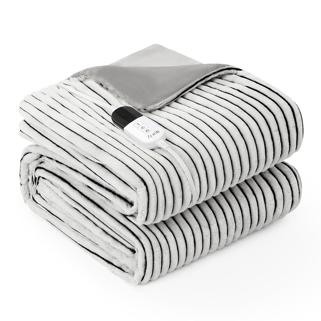Fuzzy Calming Heated Weighted Blanket - Striped MinkyAll-Season Comfort / 15lbs 60''*80''