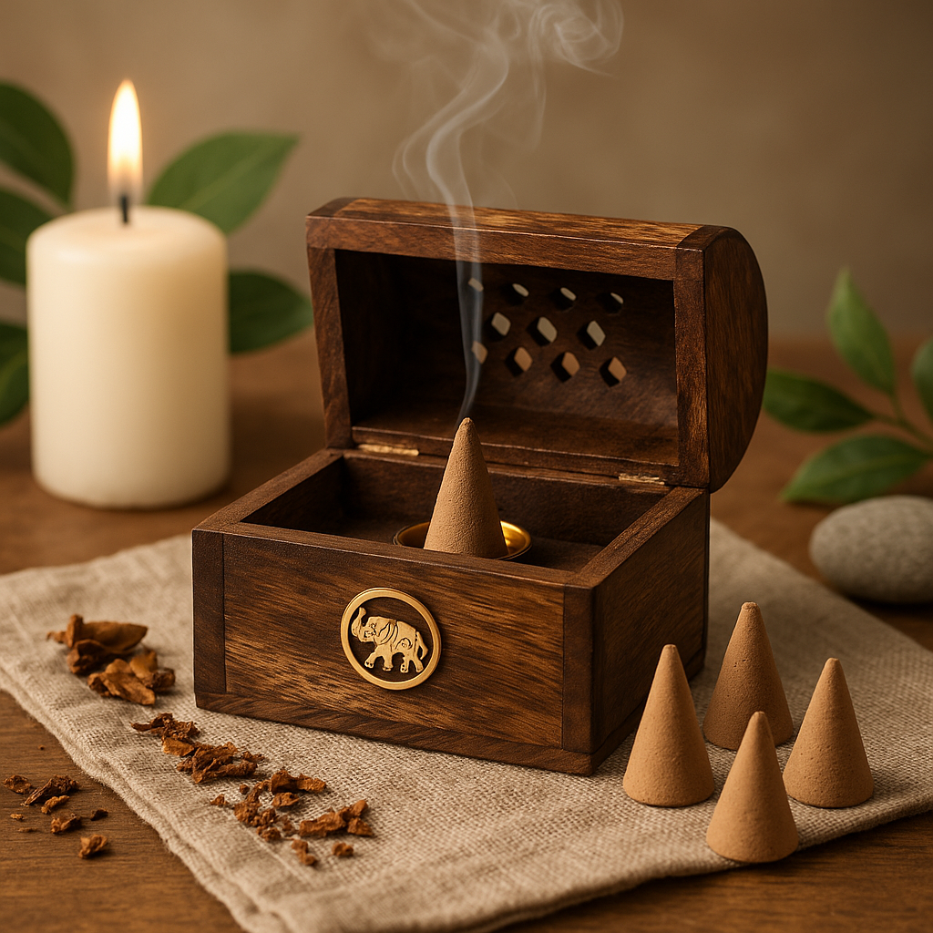 Incense Cone Burner Mini Mango Wood Smoke Box