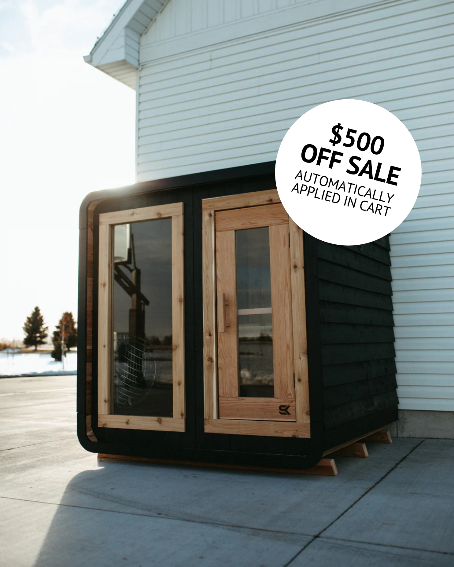 The Sweat Cabin (4 Person) - Blackout Edition - HUUM Drop 9kw With WiFi Control / 7 Feet - For taller Spaces