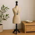 Jewellery Display Bust on Wooden Stand, Cream