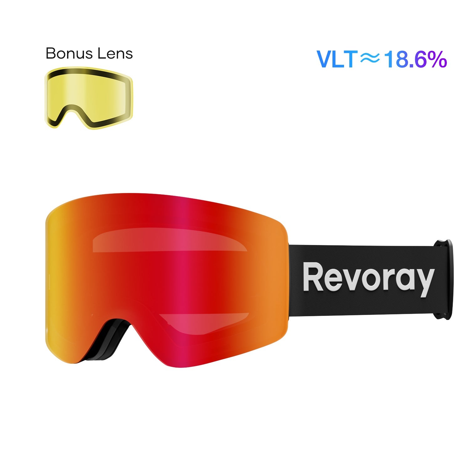 Passion M2 Ski Goggles with Replacement Lens - Red Lens + Replacement Yellow Lens
