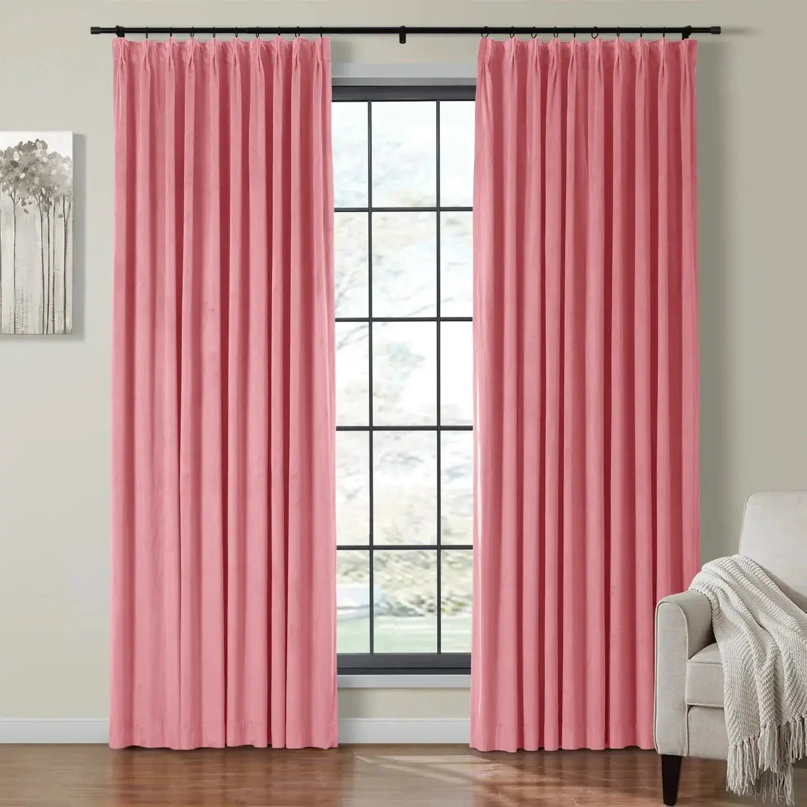 Velmor Velvet Drapes Pleated - Rose MJ11-36