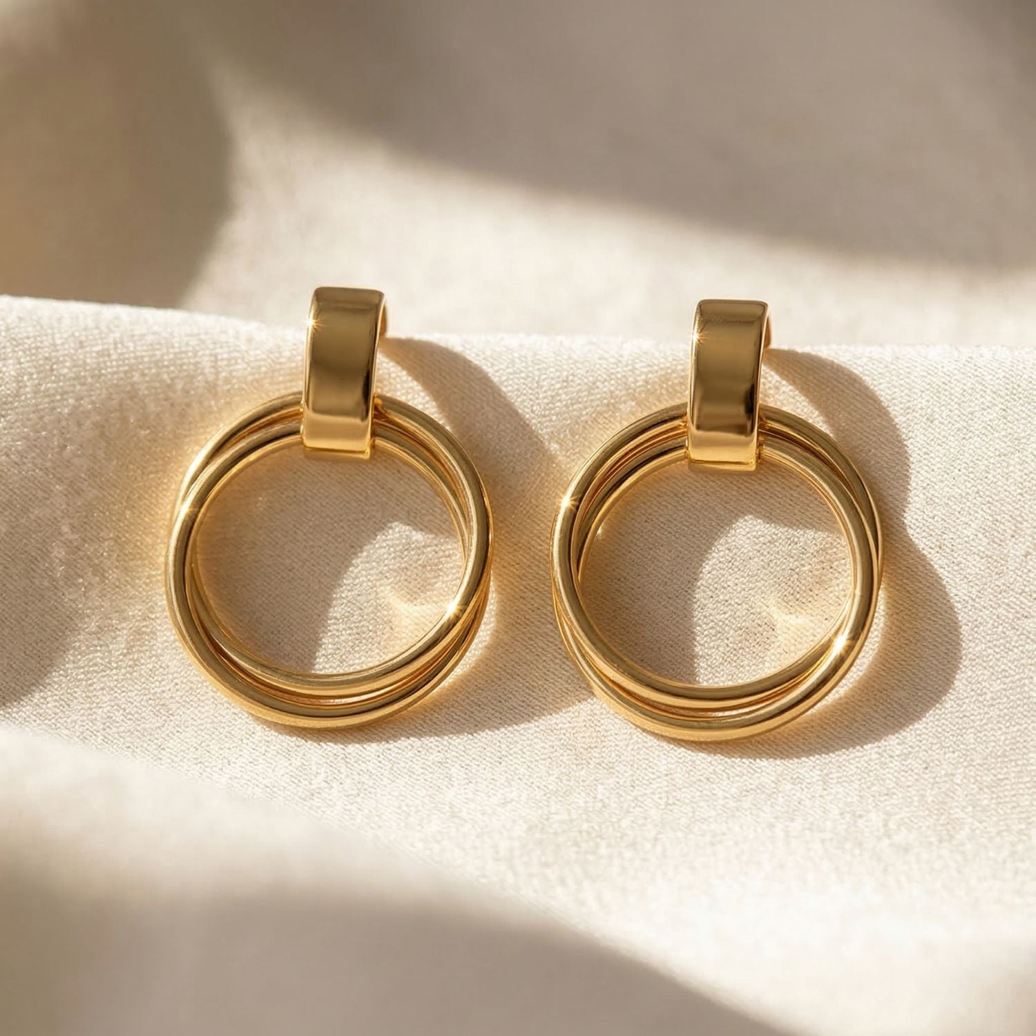 18ct Gold Plated  Dual Hoop Earrings