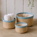 Natural Jute Baskets Set of 3 – Teal
