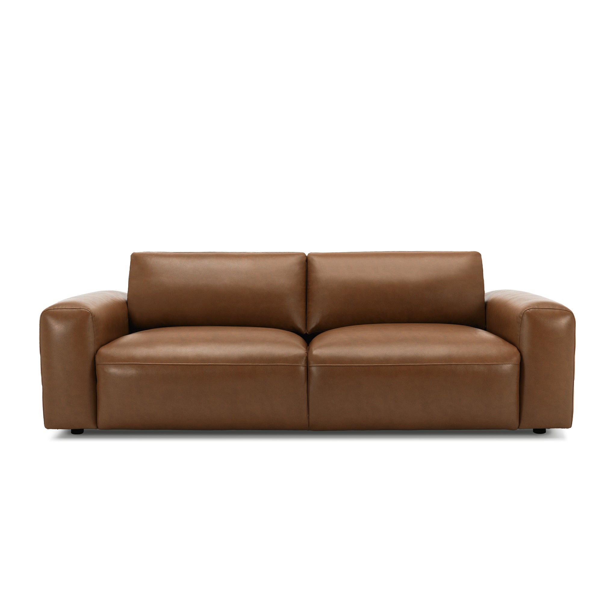 COLAMY MONDO Leather Modern Minimalist Sofa - Auburn