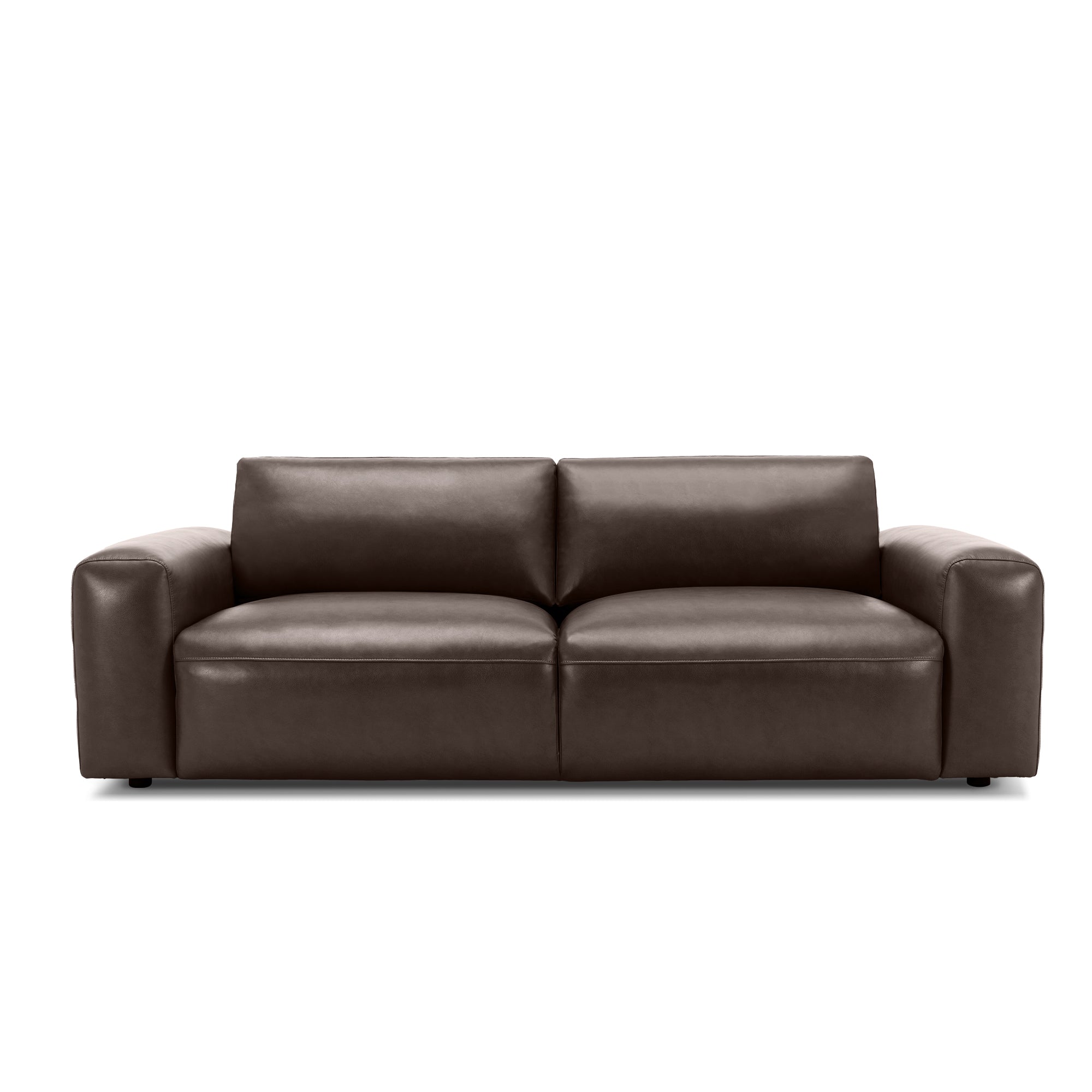 COLAMY MONDO Leather Modern Minimalist Sofa - Chocolate