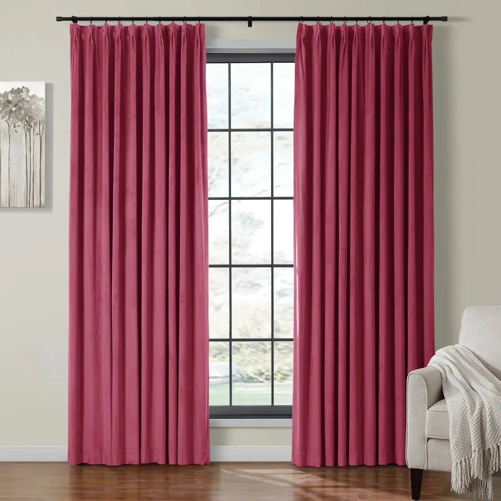 Velmor Velvet Drapes Pleated - Burgundy Red MJ11-39